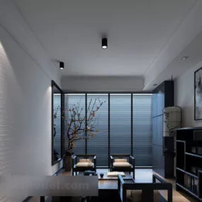 Chinese Style Study Interior V3 3d model