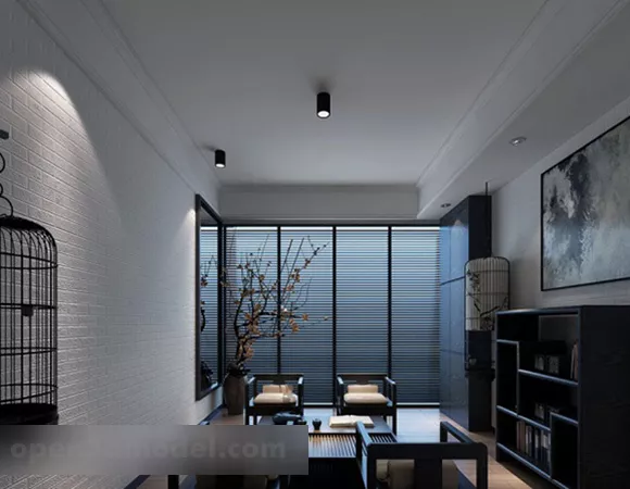 Chinese Style Study Interior V3 3d model Chinese Style Study Interior V3 3d model