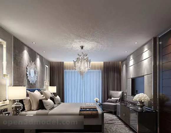European Style Bedroom Interior V8 3d model European Style Bedroom Interior V8 3d model