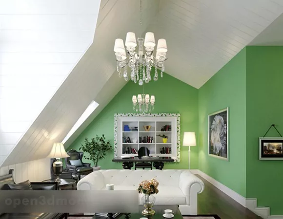 Attic Living Room Ceiling Interior 3d model Attic Living Room Ceiling Interior 3d model