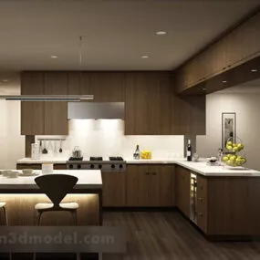Warm Style Kitchen Interior 3d model