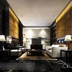 Chinese Style Living Room Interior V12 3d model