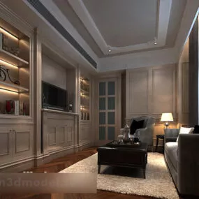 European Study Room Room Interior 3d model