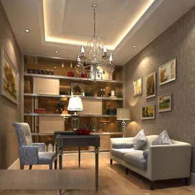 Modern Study Room Room Interior V1 3d model