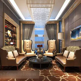 European Style Living Room Interior V12 3d model