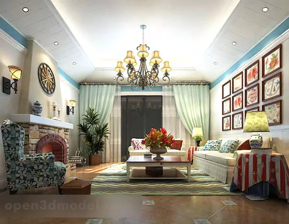 Mediterranean Style Living Room Interior V1 3d model Mediterranean Style Living Room Interior V1 3d model