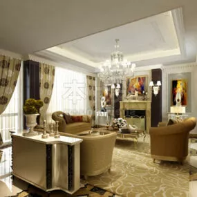 European Living Room Interior V33 3d model