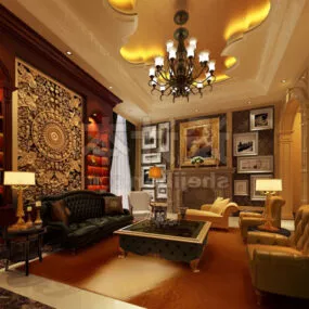 European Style Living Room Interior V13 3d model