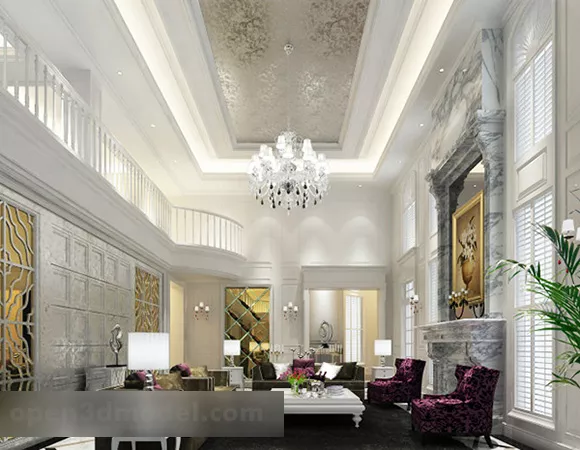 European Living Room Ceiling Decoration Interior V1 3d model European Living Room Ceiling Decoration Interior V1 3d model