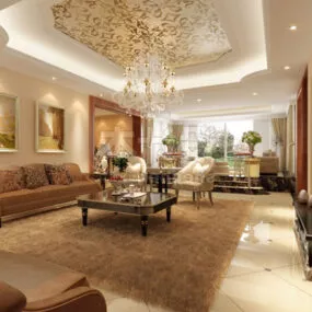 Modern Living Room Interior V19 3d model