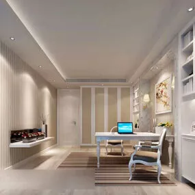 Modern Study Room Interior V2 3d model