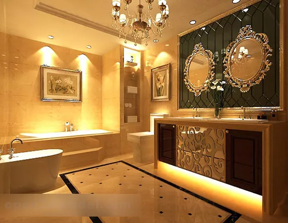 Hotel Classic Bathroom Interior 3d model Hotel Classic Bathroom Interior 3d model
