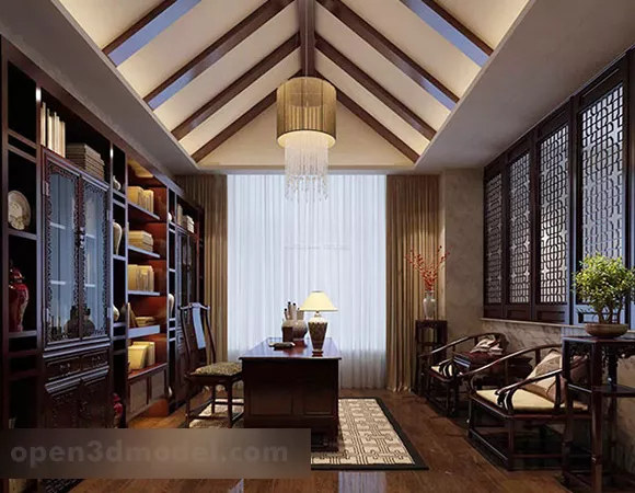 Chinese Style Study Room Interior V2 3d model Chinese Style Study Room Interior V2 3d model