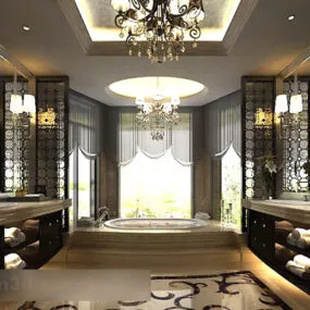 European Style Bathroom Interior V3 3d model