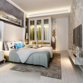Modern Home Bedroom Interior V1 3d model