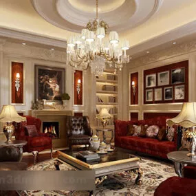 European Style Living Room Interior V15 3d model