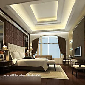 European Style Bedroom Interior V9 3d model