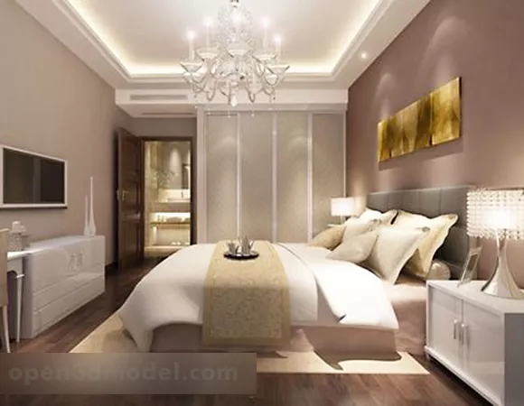 Modern Bedroom Double Bed Interior 3d model Modern Bedroom Double Bed Interior 3d model