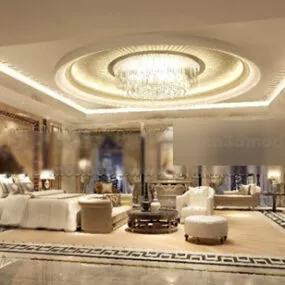 Round Ceiling Decor Living Room Interior 3d model