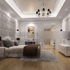 White Style Bedroom Interior 3d model