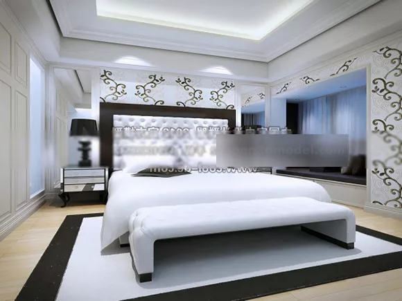 Simply White Bedroom Interior 3d model Simply White Bedroom Interior 3d model