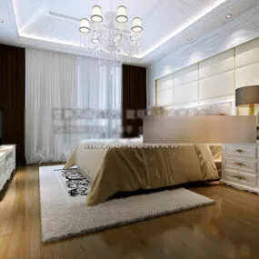 Modern Minimalist Bedroom Interior V5 3d model