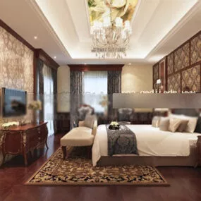 Vintage Style Master Bedroom Interior 3d model