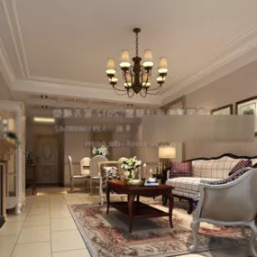 European Furniture Living Room Interior 3d model