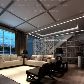 Simple Design Living Room Interior 3d model