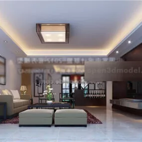 Modern Minimalist Living Room Interior V18 3d model