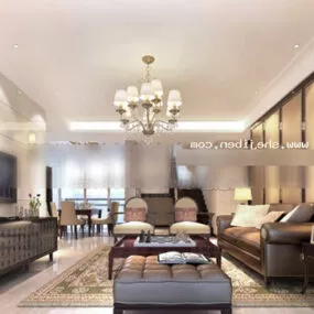 Modern Minimalist Living Room Interior V19 3d model