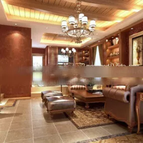European Villa Living Room Interior V7 3d model