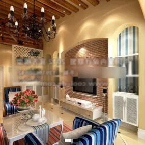 Rustic Living Room Interior V4 3d model