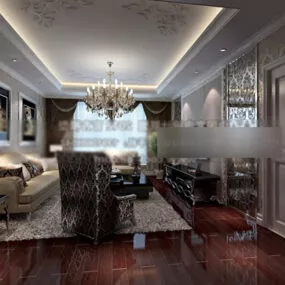European Living Room Interior V37 3d model