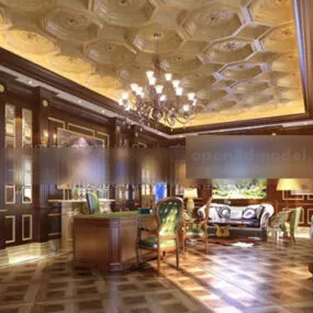 Study Room Ceiling Decoration Interior 3d model