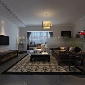 Chinese Style Living Room Interior V15 3d model
