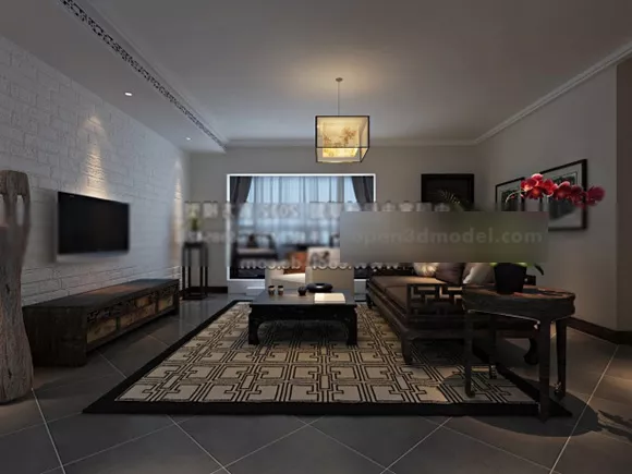 Chinese Style Living Room Interior V15 3d model Chinese Style Living Room Interior V15 3d model