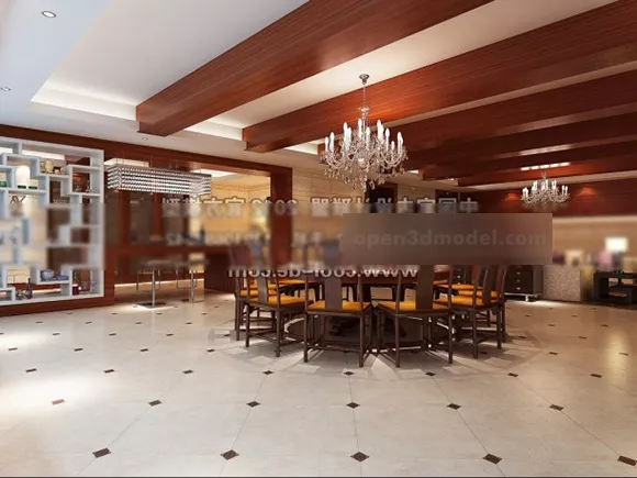 Chinese Style Wooden Dinning Rom Interior 3d model Chinese Style Wooden Dinning Rom Interior 3d model