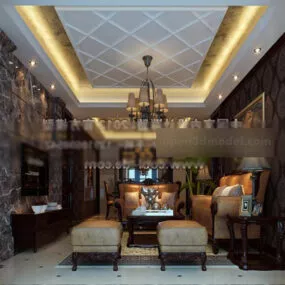 European Living Room Interior V38 3d model