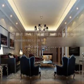Neo Classic Living Room Interior 3d model