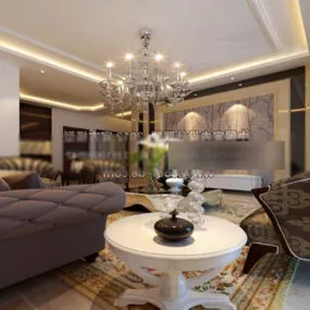 Elegant Design Living Room Interior 3d model