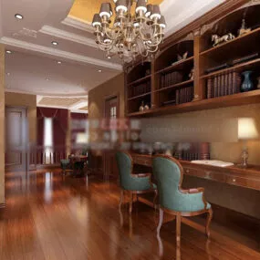 Classic Study Room Interior V1 3d model