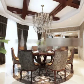 Restaurant Round Table Vip Room Interior 3d model