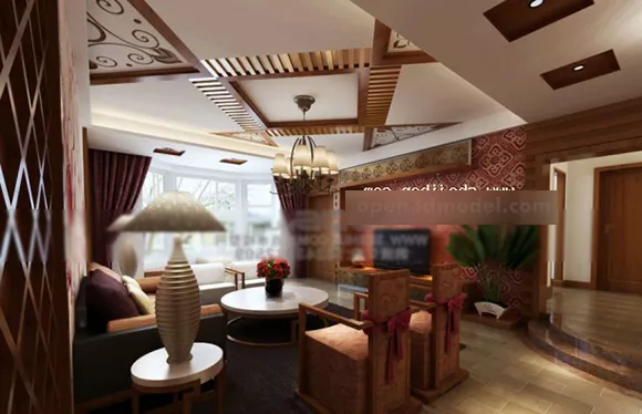 Southeast Asian Living Room Interior V1 3d model Southeast Asian Living Room Interior V1 3d model