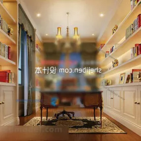 Modern Study Room Interior V3 3d model