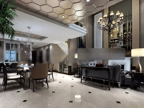 Luxury Home Dinning Room Interior 3d model Luxury Home Dinning Room Interior 3d model