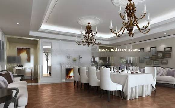 Classic Style White Restaurant Interior 3d model Classic Style White Restaurant Interior 3d model