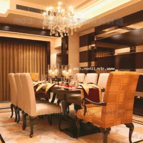 Retro Design Restaurant Interior 3d model