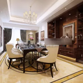 Home Dinning Room Background Wall Interior 3d model