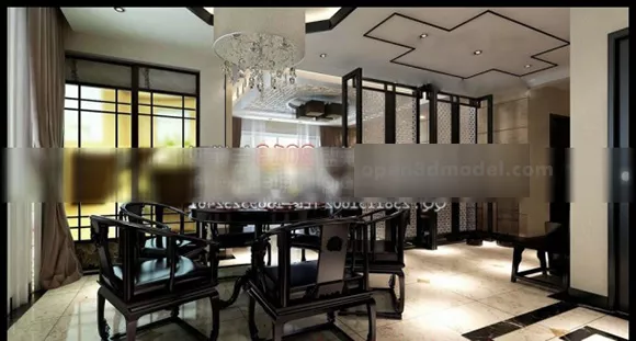 Chinese Restaurant Wood Style Interior 3d model Chinese Restaurant Wood Style Interior 3d model